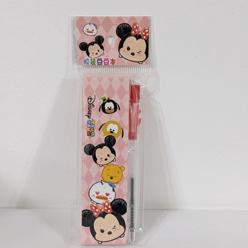 Disney Tsum Tsum Mini Pink Memo Pad With Mini Pen , NEW